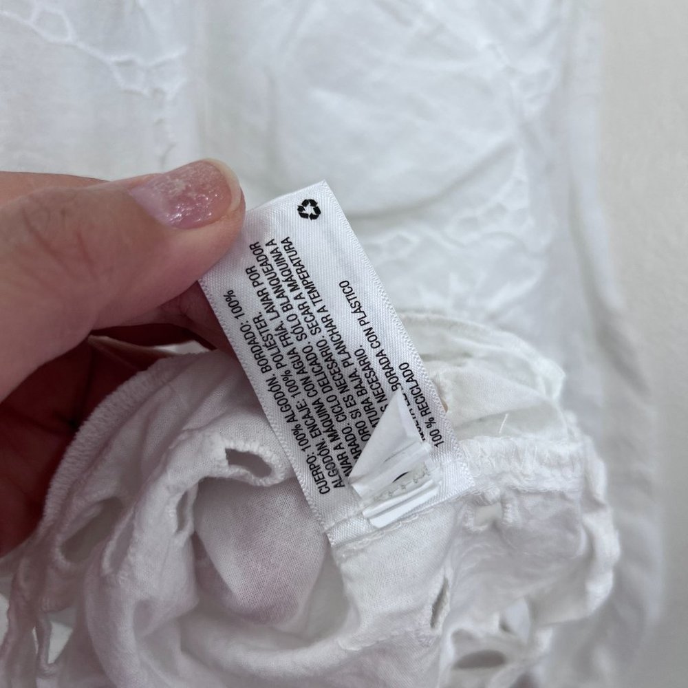 Universal Thread Eyelet white cropped ballon sleeves boho Size: M - Picture 5 of 6